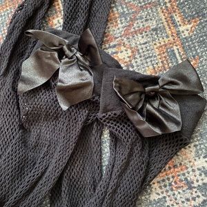 🖤Black Fishnet Bow Thigh Highs